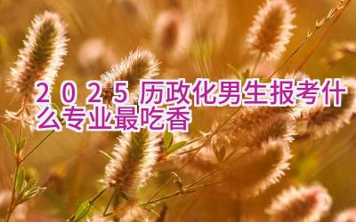 2025历政化男生报考什么专业最吃香