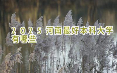 2025河南最好本科大学有哪些