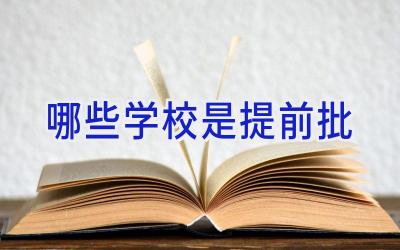 哪些学校是提前批