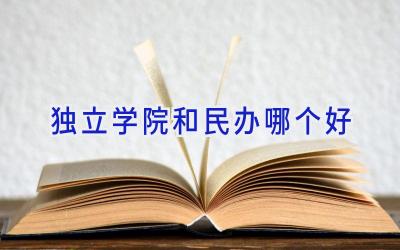 独立学院和民办哪个好