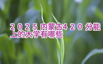 2025内蒙古420分能上的大学有哪些