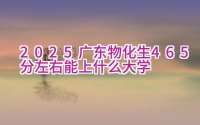 2025广东物化生465分左右能上什么大学