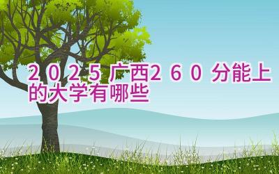 2025广西260分能上的大学有哪些