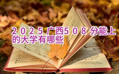 2025广西508分能上的大学有哪些