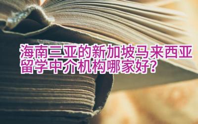 海南三亚的新加坡马来西亚留学中介机构哪家好？