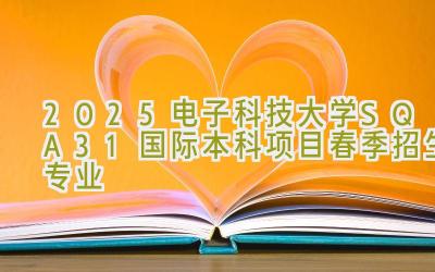 2025电子科技大学SQA3+1国际本科项目春季招生专业