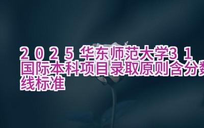 2025华东师范大学3+1国际本科项目录取原则（含分数线标准）