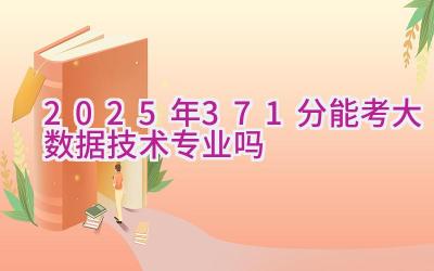 2025年371分能考大数据技术专业吗