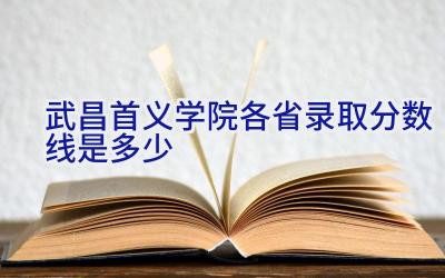 2024武昌首义学院各省录取分数线是多少